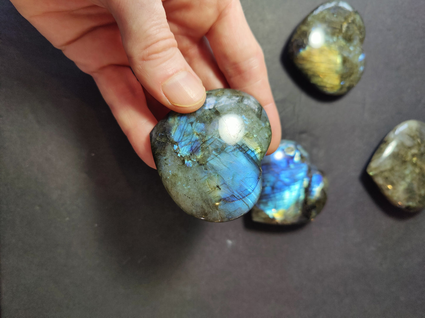 Labradorite Carved & Polished Heart